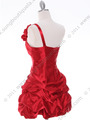 U709 Red One Shoulder Cocktail Dress - Red, Back View Thumbnail